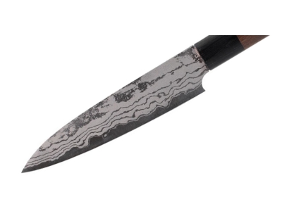 Shiro Kamo Shirogami Damascus nóż uniwersalny 135 mm