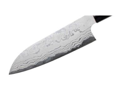 Shiro Kamo Shirogami Damast nóż Santoku 185 mm