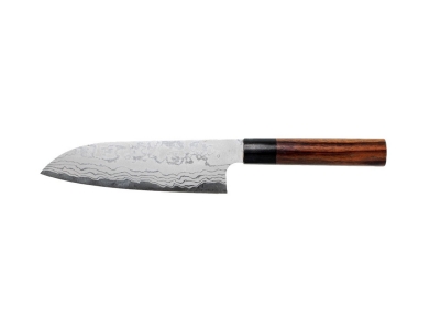 Shiro Kamo Shirogami Damast nóż Santoku 185 mm