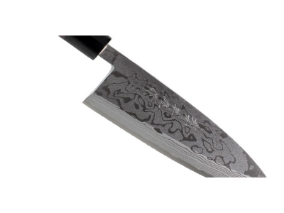Hideo Kitaoka Shirogami Damascus nóż Deba 180 mm