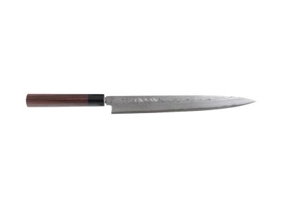 Hideo Kitaoka Shirogami Damascus nóż Yanagiba 270 mm