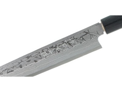 Hideo Kitaoka Shirogami Damascus nóż Yanagiba 240 mm - dla leworęcznych